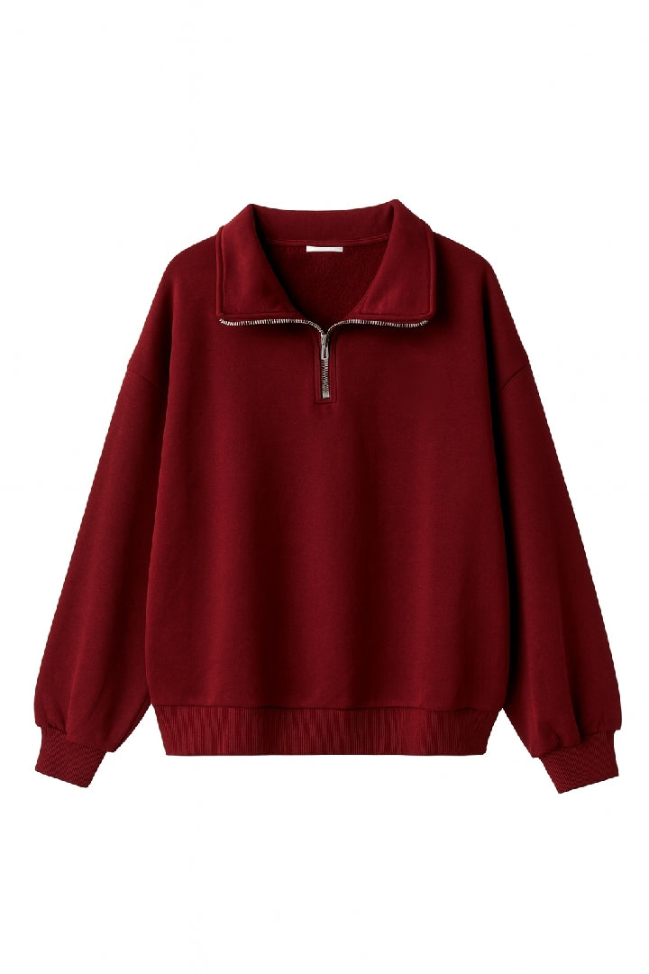 Elegant Half-Zip Fleece Sweatshirt