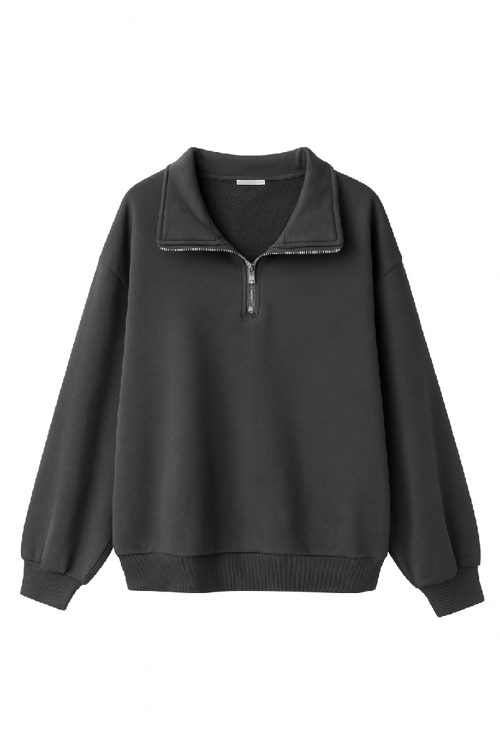 Elegant Half-Zip Fleece Sweatshirt
