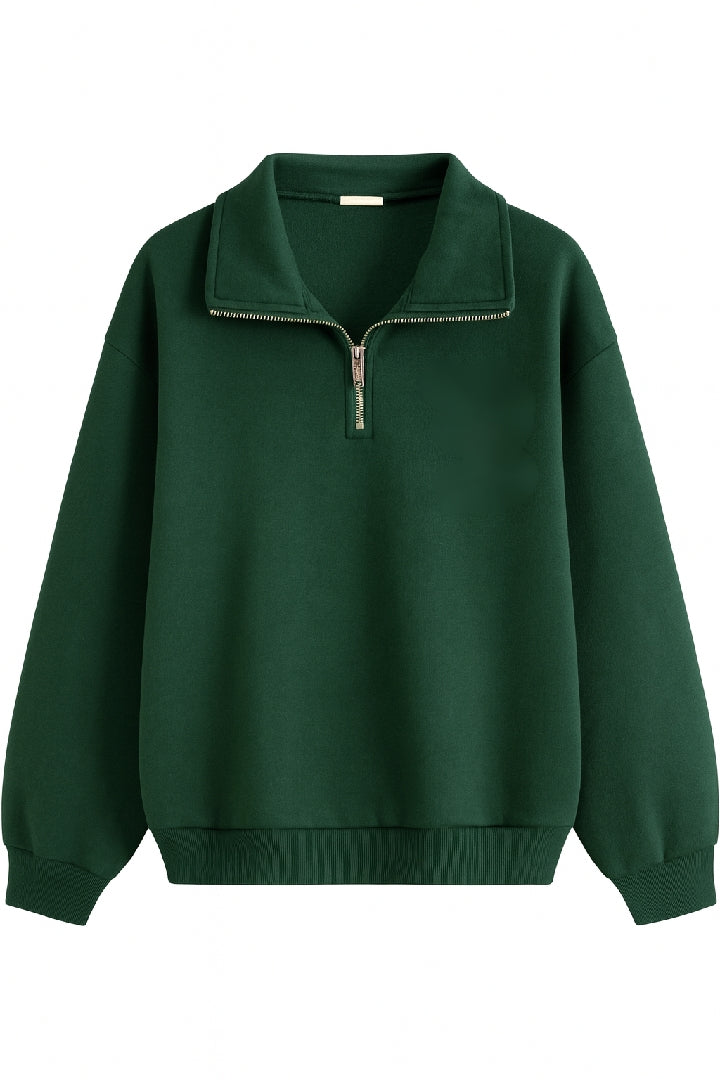 Elegant Half-Zip Fleece Sweatshirt